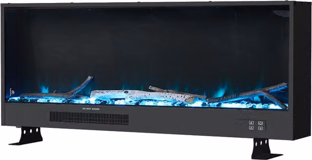 Living Star Black Recessed Electric Fireplace with App Control, Width: 46 cm