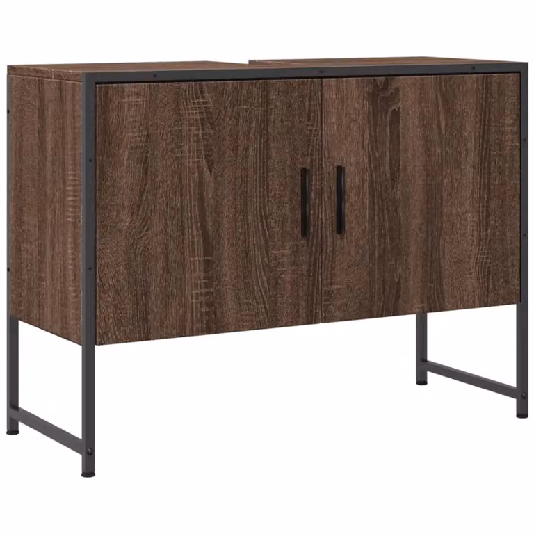 Berkfield Home Brown Oak Wall Mounted Bathroom Sink Cabinet W/D/H: 80 x 33 x 60 cm