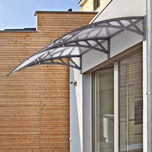 EONLION Transparent Polycarbonate Canopy Awning Outdoor Window Rain Shelter, W: 100 cm, D: 100 cm, H: 100 cm