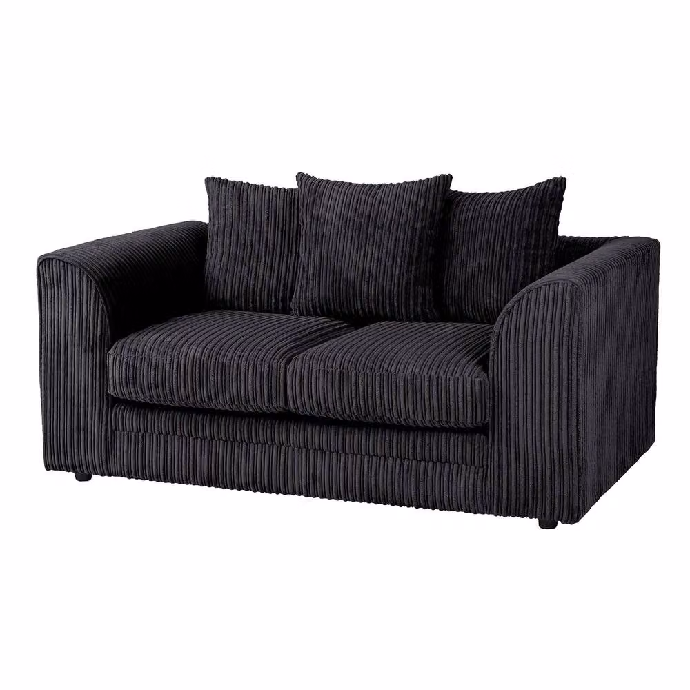 LUXURY LIFE Declan 2 Seater Sofa in Black Jumbo Cord Fabric – 2