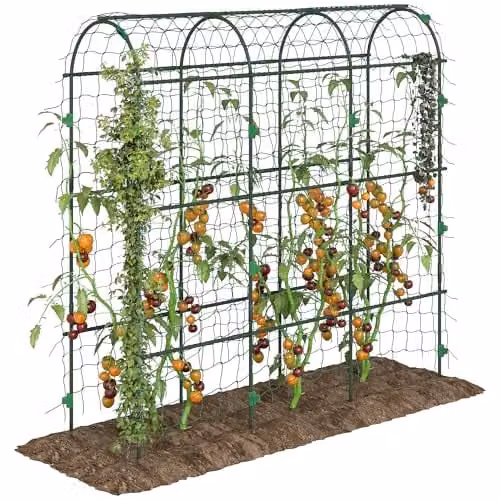Outsunny Green Garden Trellis Support for Climbing Plants and Vegetables, H: 183 cm, W: 43 cm