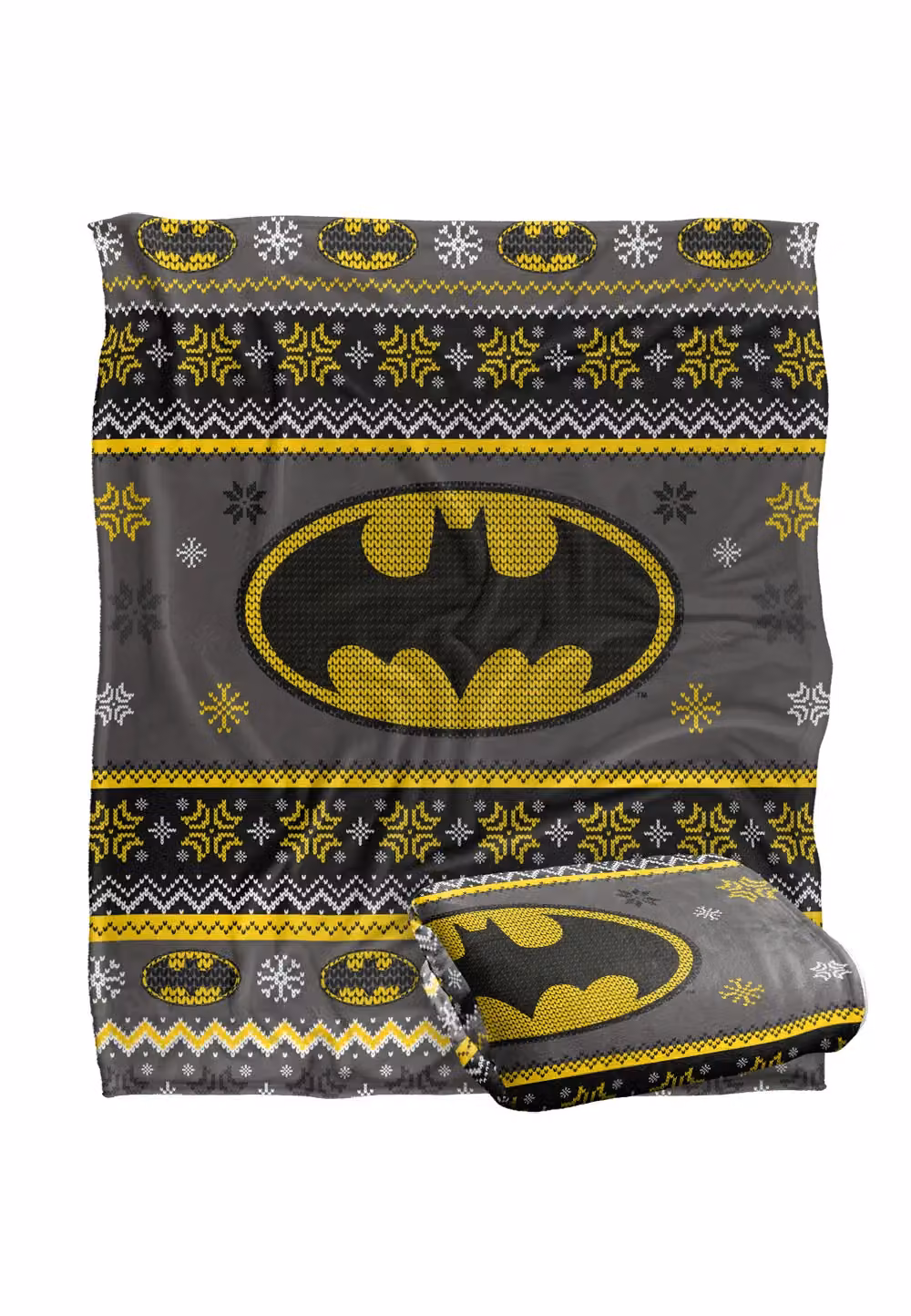 Batman Ugly Christmas Sweater Logo Super Soft Throw Blanket, White, W: 152 cm, D: 127 cm – 2