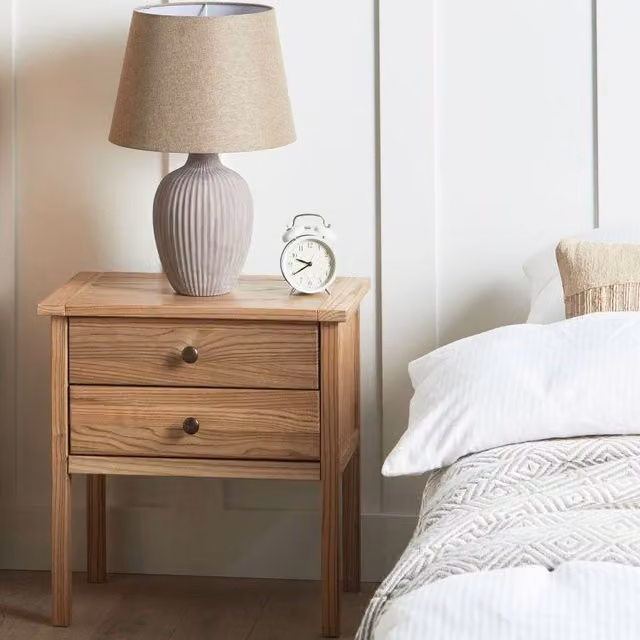 Wyld and Coco Sassafras 2-Drawer Bedside Table in Rustic Brown Wood – 1