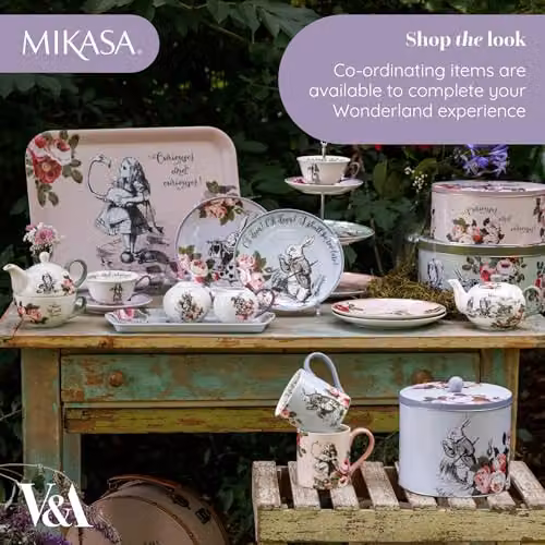 Mikasa Floral Metal Biscuit Tin with Lid in Blue and Multicolour, Diameter: 15 cm – 4