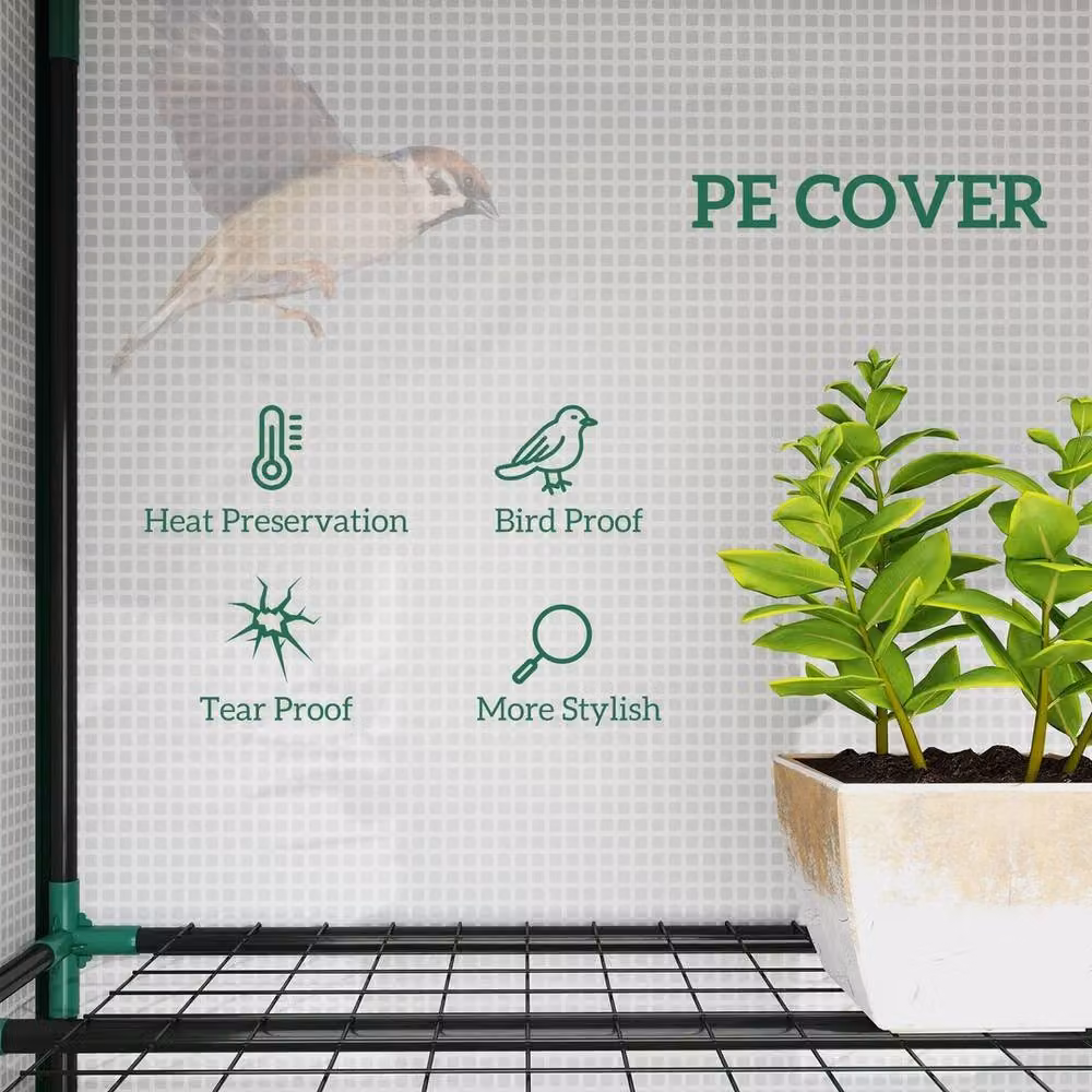 NESTLUNE 3 Tier Lean-to Mini Greenhouse with Transparent PE Cover, W/D/H: 100 x 15 x 30 cm – 3