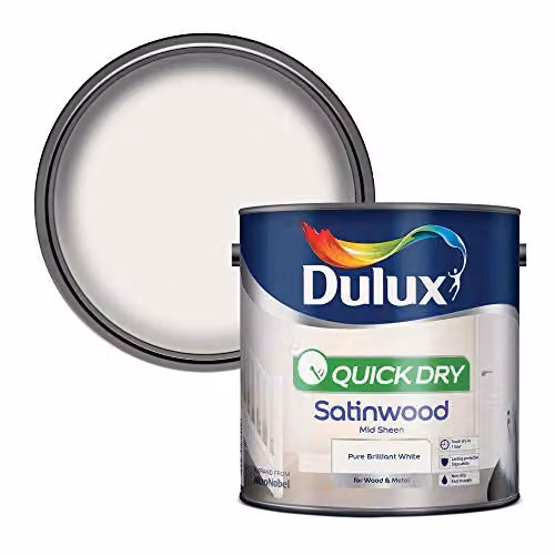Dulux Quick Dry Water Based Satinwood Wood Paint in White, 2.5L – 1