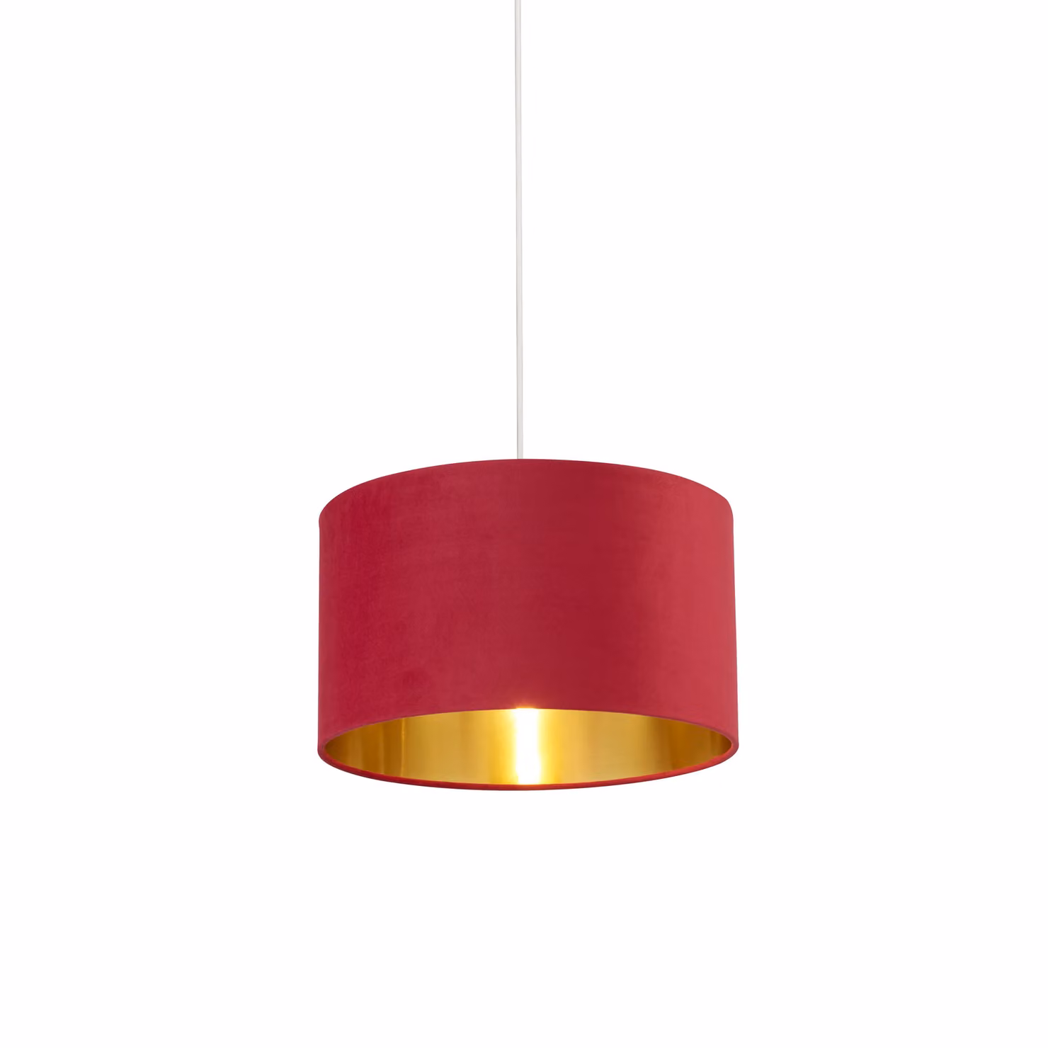 Lighting Collection Burgundy Velvet Drum Lamp Shade with Gold Inner Lining, W: 38 cm, H: 24 cm – 2