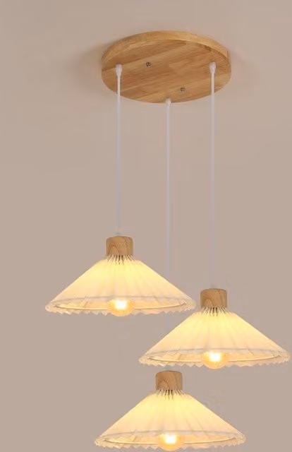 Pheashine Adjustable Scandinavian Wood Pendant Light, Brown, Height: 120 cm