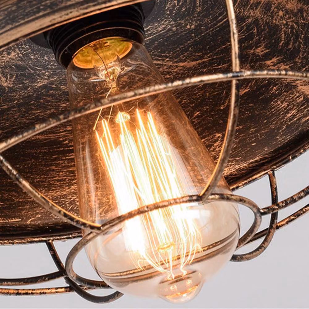 NIVOR Industrial Metal Cage Ceiling Light Chandelier in Oil Rubbed Bronze – 8
