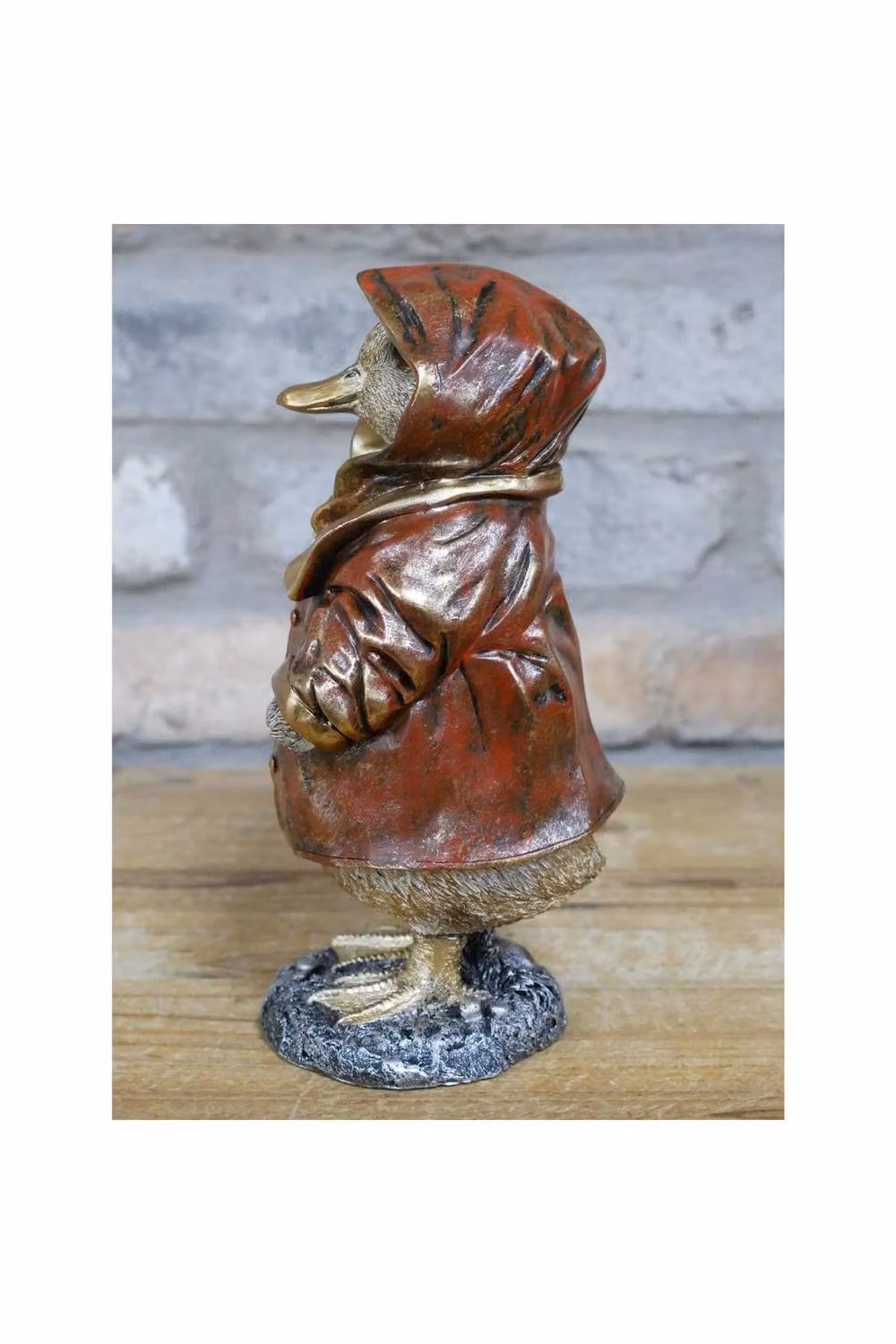 Gifts Direct 2 U Duck in Raincoat Decorative Tabletop Ornament with Gold and Red Rustic Finish, Height: 21 cm – 3