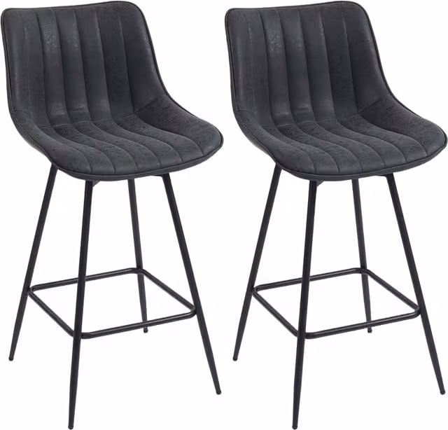 HOMCOM Set of 2 Black PU Leather Swivel Bar Stools