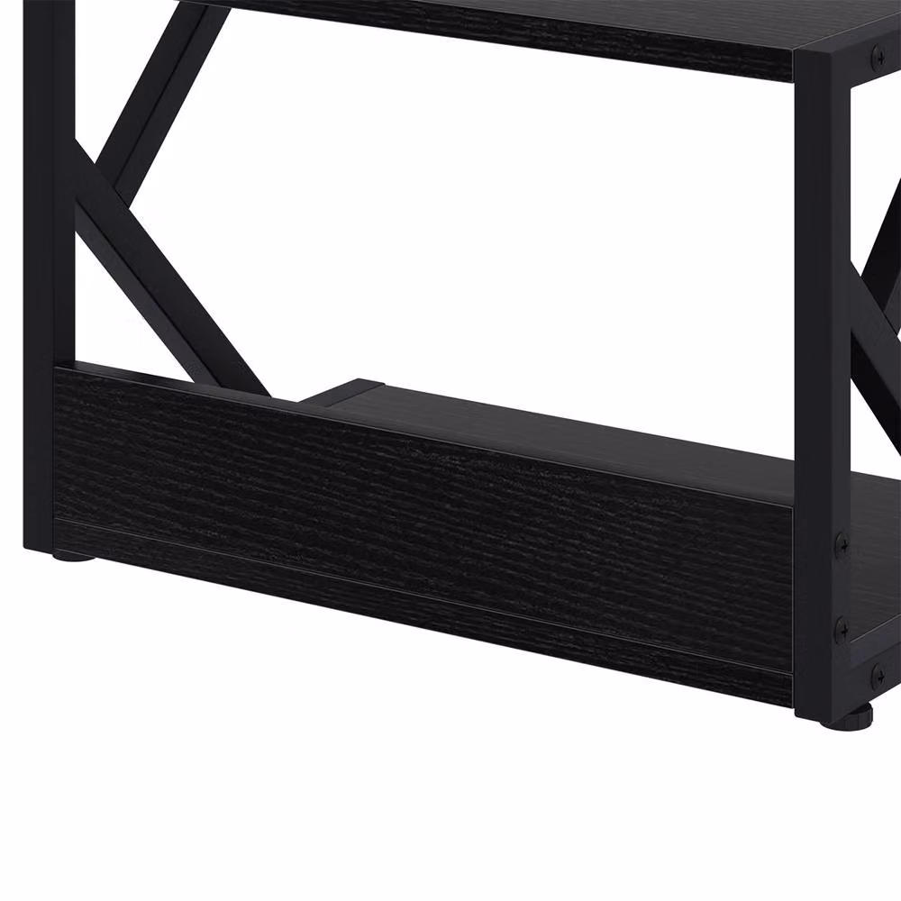 Huhote 2 Tier Black Metal Printer Stand with Wheels for A5 Folders and Scanners, W/D/H: 43.18 x 27.94 x 43.18 cm – 4