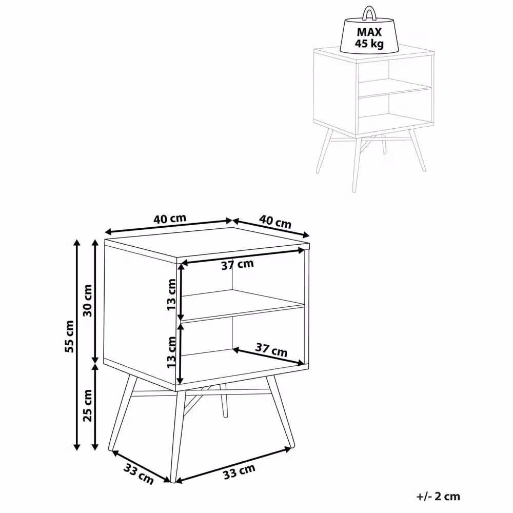 Wyld and Coco Mid-Century Brown MDF and Metal Bedside Table – 4