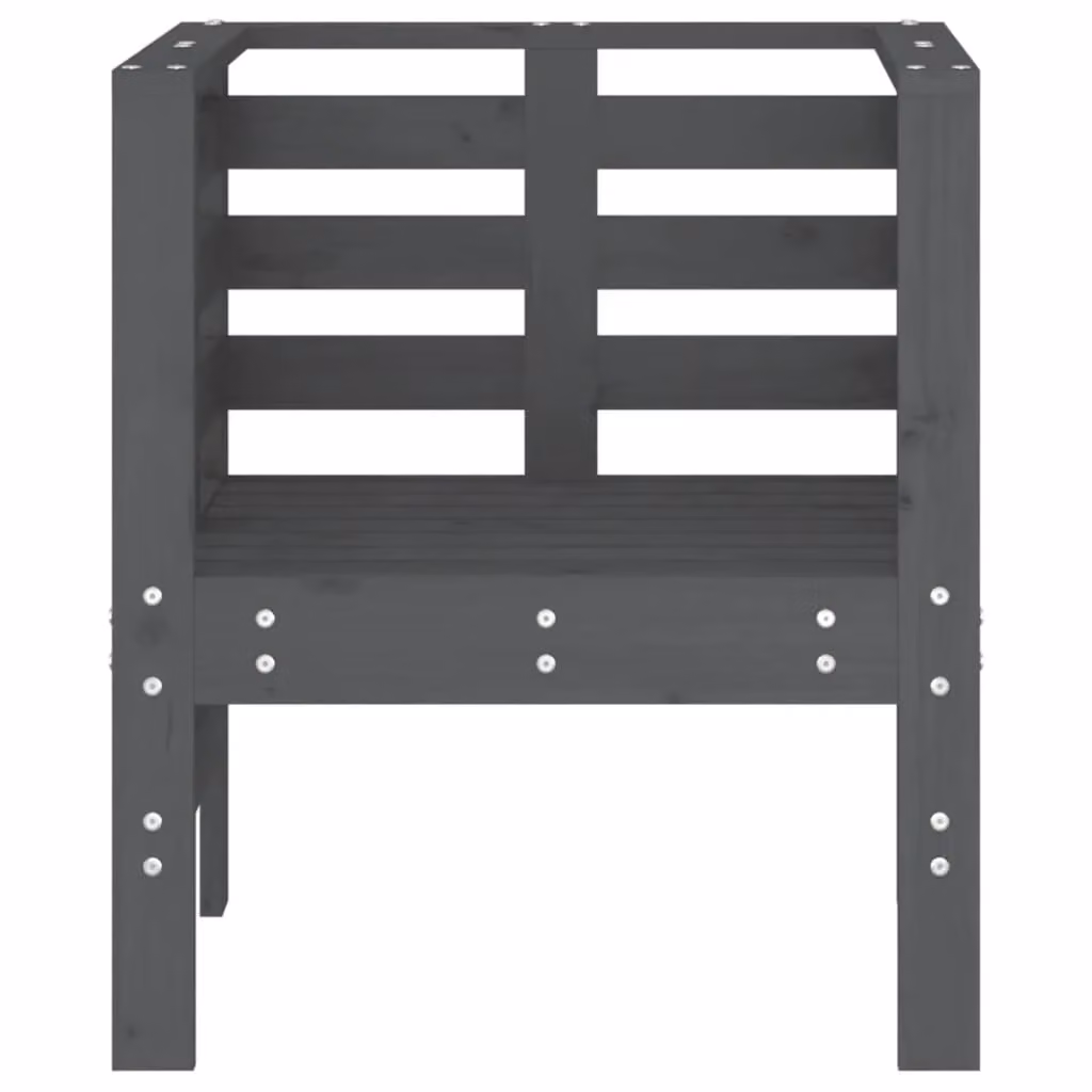 Berkfield Home Set of 2 Grey Rustic Garden Chairs in Solid Pine Wood, W/D/H: 61.5 x 53 x 71 cm – 4