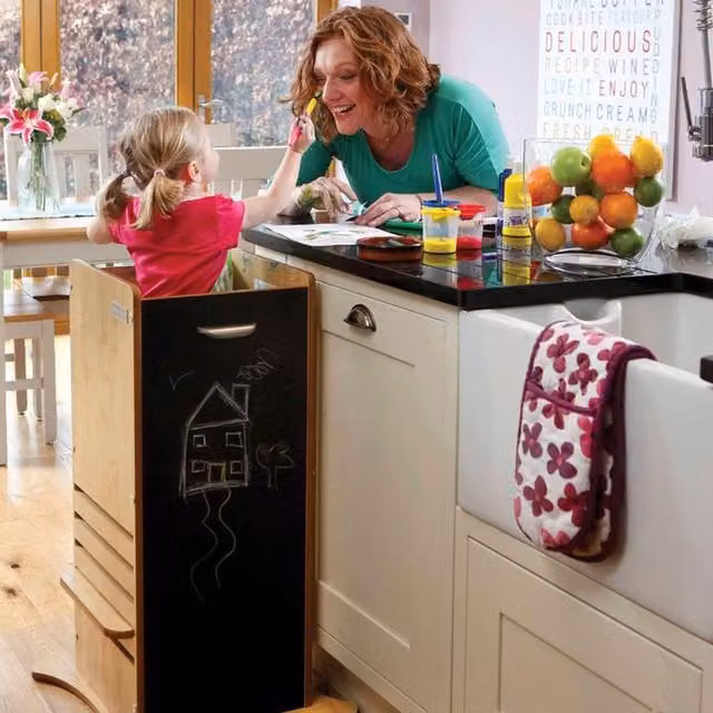 Little Helper Montessori FunPod Learning Tower in Brown Wood