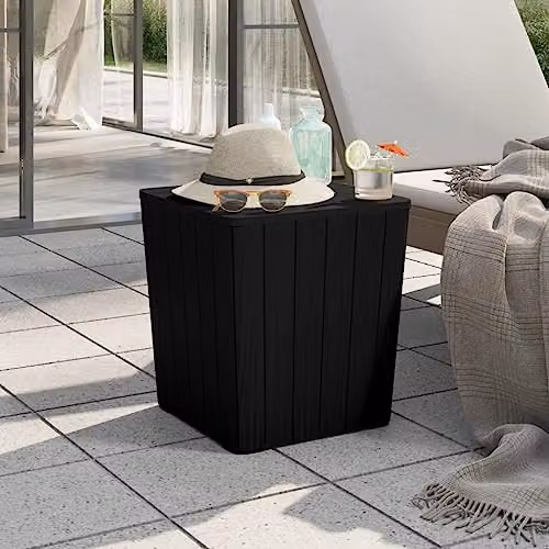 vidaXL Modern Black Polypropylene Garden Table with Removable Lid and Cushion Storage – 2