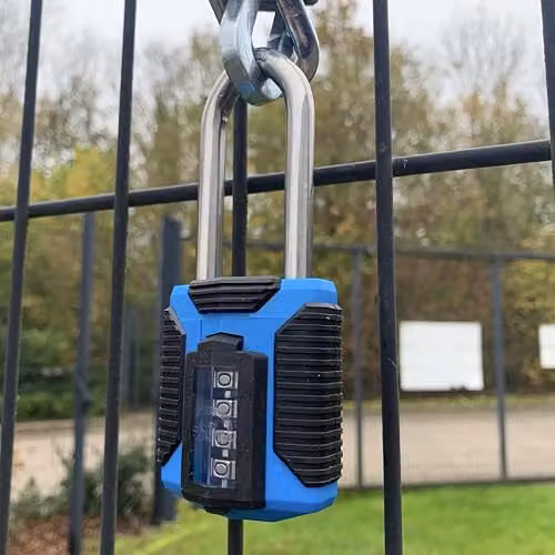 Squire CP50 Heavy Duty 4 Wheel Combination Padlock with All Terrain Marine Long Steel Shackle in Blue – 4