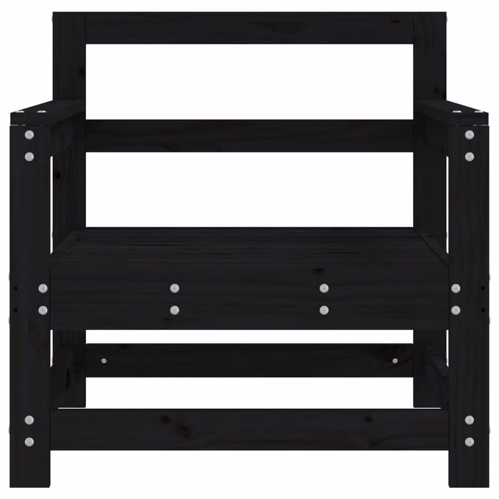 Berkfield Home Set of 2 Rustic Black Solid Pine Wood Garden Chairs – 3