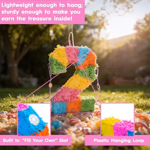 Fax Potato 80th Birthday Pop-Out Piñata and Blindfold Set in Multicolour – 3