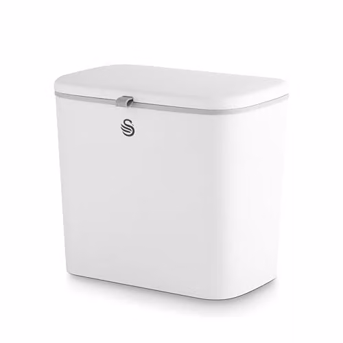 Swan 7L Kitchen Compost Caddy with Flip Lid in White – 1