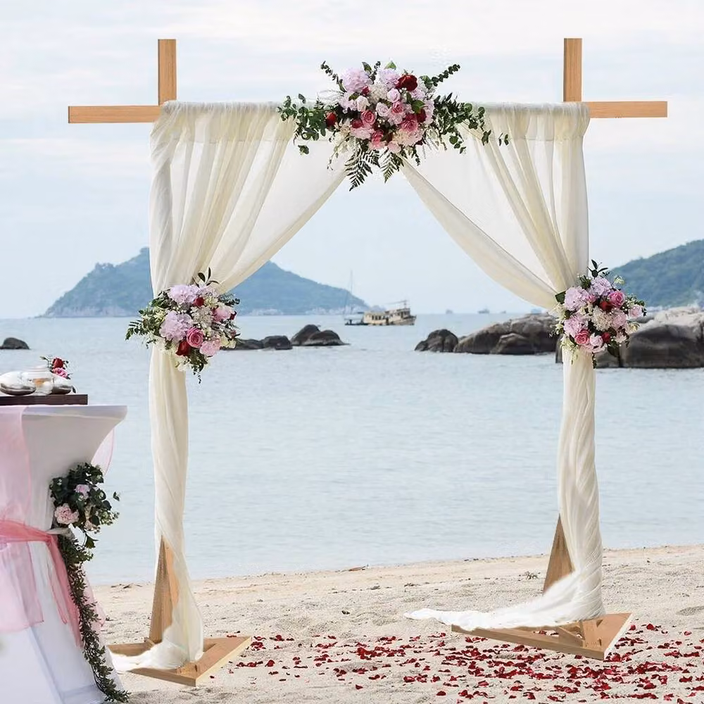 Kelvenix Rustic Wood Engagement Ceremony Backdrop Stand in Brown – 4