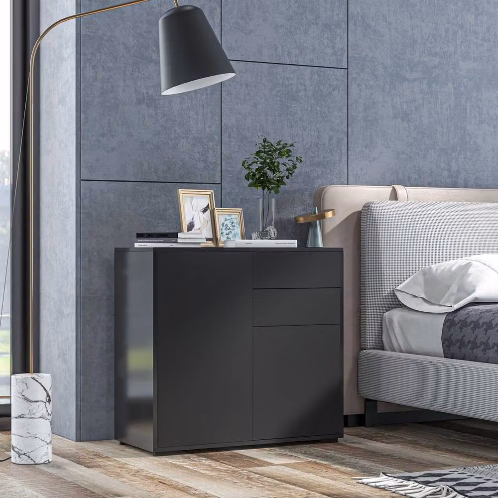 Kelvenix Side Cabinet with 2 Doors and 2 Drawers in Black – 3