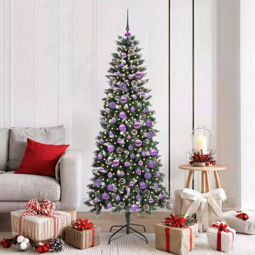Berkfield Home Elegant Green Artificial Christmas Tree with 300 LEDs, W/D/H: 76 x 76 x 180 cm – 2