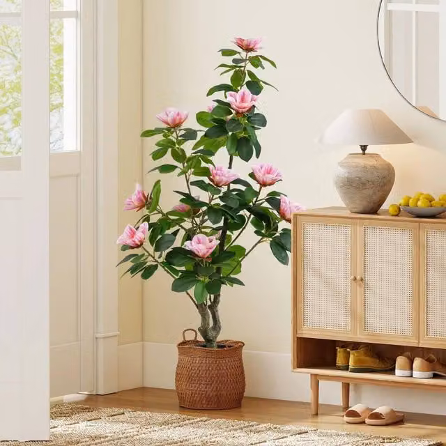 Havendro Artificial Pink Magnolia Tree with Blooming Flowers, Height: 100 cm – 1