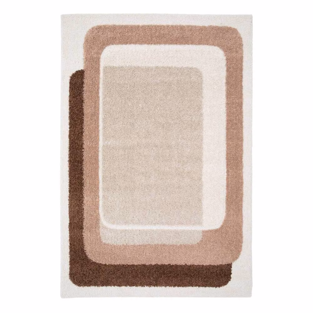 Sweekeek Abstract Modern Indoor Rug in Brown, Pink and Beige, W: 120 cm, D: 170 cm – 2