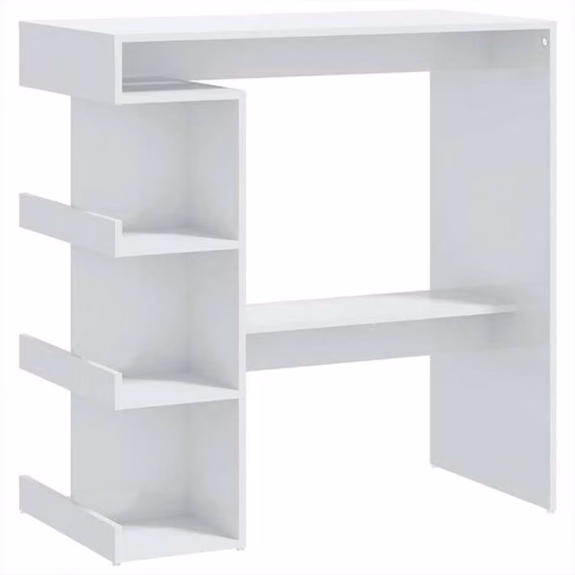 Berkfield Home Modern High Gloss White Bar Table with Storage Rack, W: 100 cm, D: 50 cm, H: 101.5 cm – 1