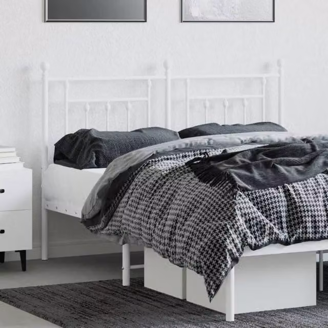 Berkfield Home Metal Headboard in White – 1