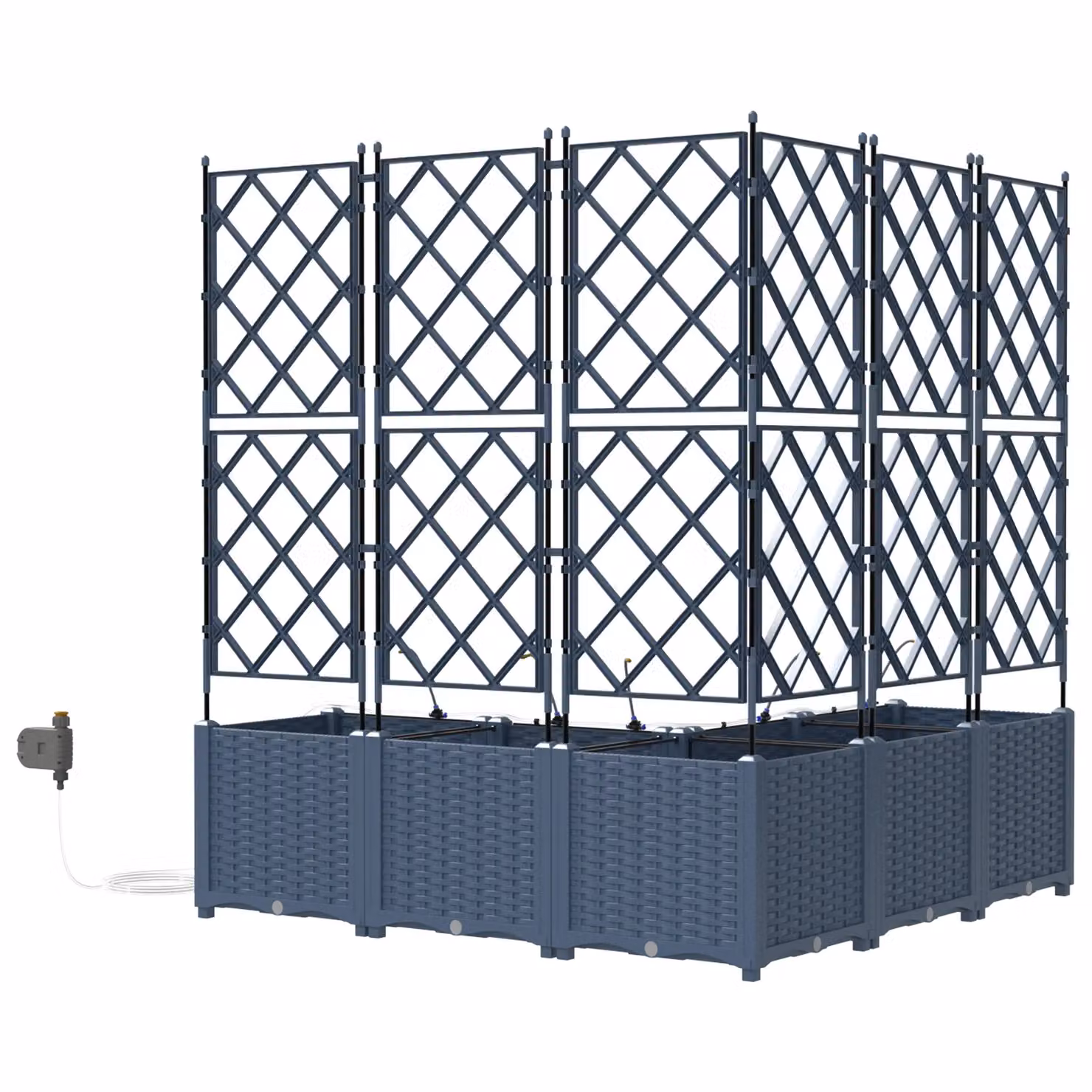 Berkfield Home Garden Planters with Water Irrigation System, 5 Piece Set, Grey – 4