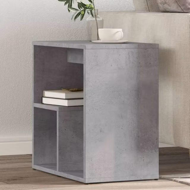 Berkfield Home Set of 2 Modern Side Tables in Concrete Grey, W/D/H: 50 x 30 x 50 cm