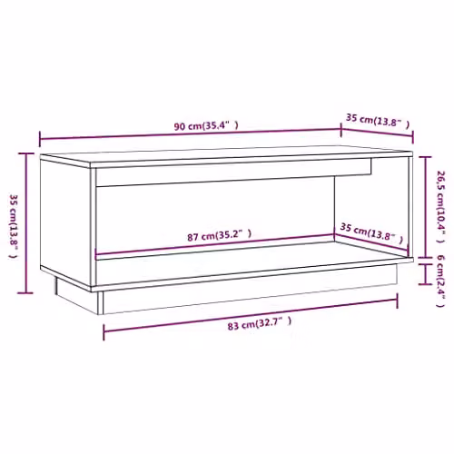vidaXL Grey Solid Wood Pine TV Cabinet W/D/H: 90 x 35 x 35 cm – 3