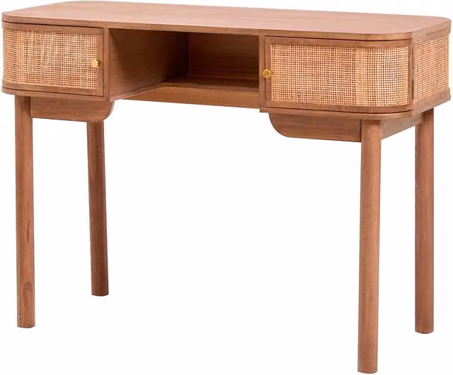 Nordlys Mid-Century Rectangular Wooden Writing Desk in Brown – 1