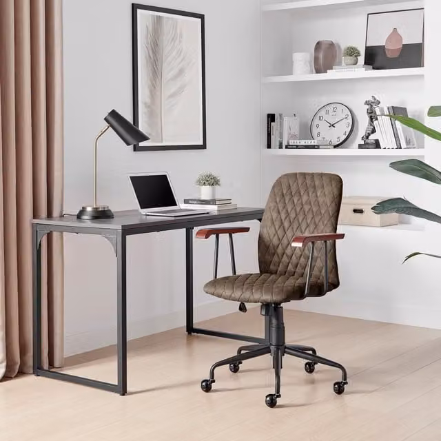 FurnitureboxUK Apres Warm Grey Faux Leather Executive Swivel Office Chair
