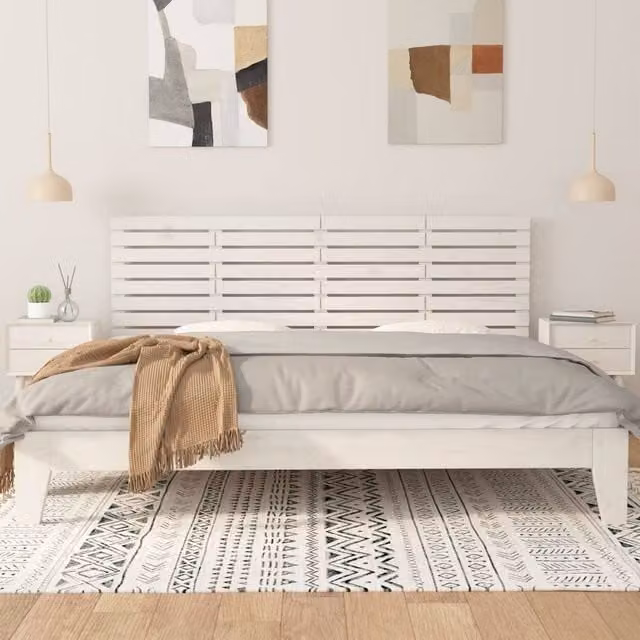 Berkfield Home White Solid Wood Pine Wall Headboard, W: 166 cm, D: 3 cm, H: 63 cm – 1