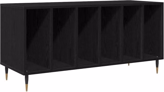 Berkfield Home Modern Black Oak Record Cabinet, W/D/H: 100 x 38 x 48 cm
