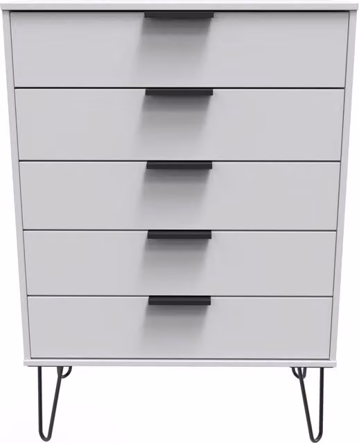 Ready Assembled 2 U Fuji 5 Drawer Chest in Mid Grey – 1