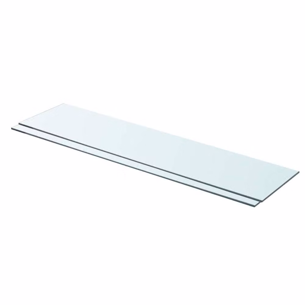 Berkfield Home Wall Mounted Glass Shelves, 2 Pack, Transparent, W: 90 cm, D: 20 cm