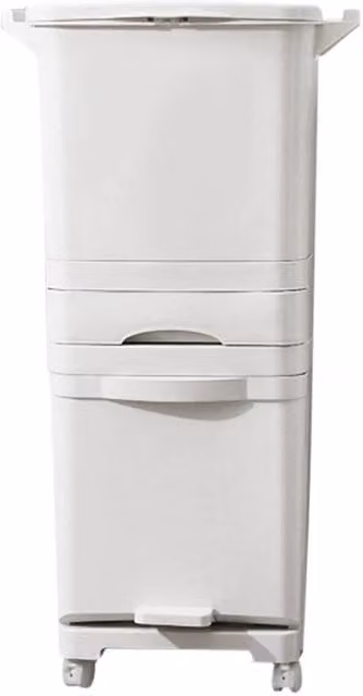 PAWNORA Slim Tall Kitchen Rubbish Waste Bin, White, 42 Litre – 1