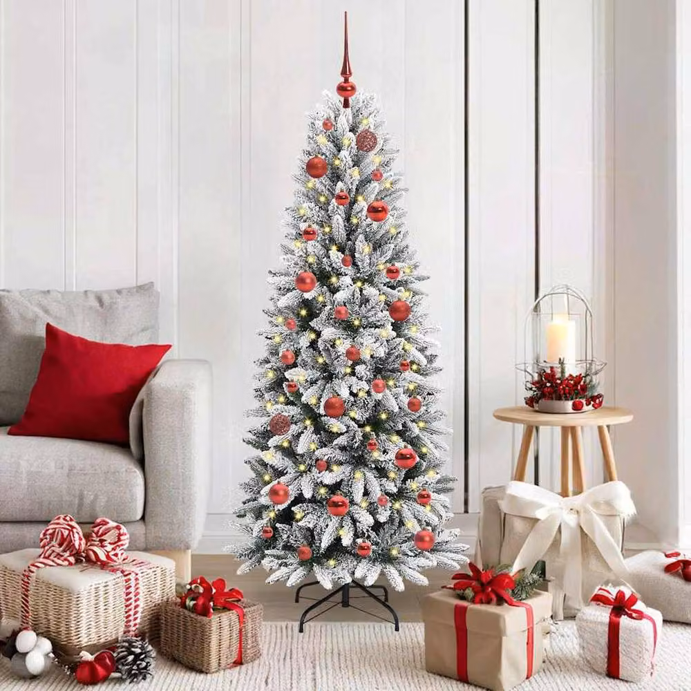 Berkfield Home Green Artificial Christmas Tree with 150 White LEDs, W/D/H: 63 x 63 x 150 cm – 2
