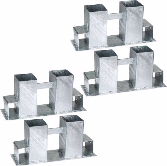 tectake Set of 4 Wall Mounted Metal Log Holder Brackets in Silver