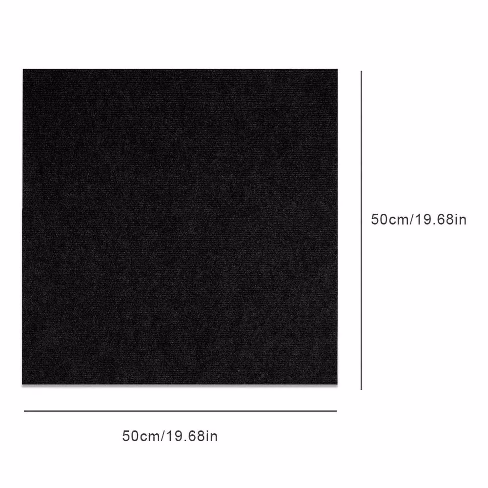 NESTLUNE 20 Pack Non-Slip Polyester Carpet Floor Tiles in Black, W/D: 50 x 50 cm – 2