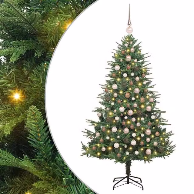 Berkfield Home Pre-lit Artificial Christmas Tree with Ball Set, Green, Height: 180 cm