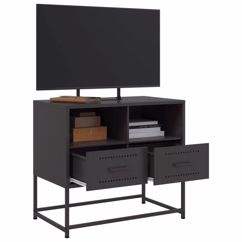 Berkfield Home Industrial TV Cabinet in Matt Black Metal, W/D/H: 68 x 39 x 60.5 cm – 4