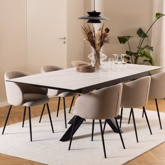 Furniture To Go Heaven Extendable Rectangular Dining Table in White and Black