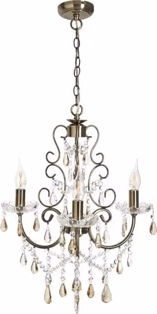 Litecraft Madonna 3 Light Dual Mount Chandelier with Bulbs in Gold/Brass and Chrome