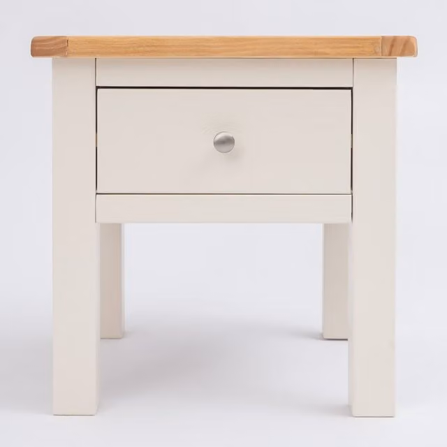 Cabinet Bits Maggiori 1 Drawer Lamp Table in White Pine with Chrome Knob
