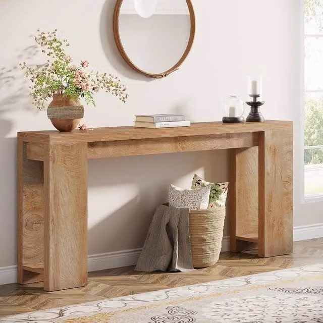 EONLION Rustic Brown Extra Long Narrow Console Table, Width: 100 cm – 1